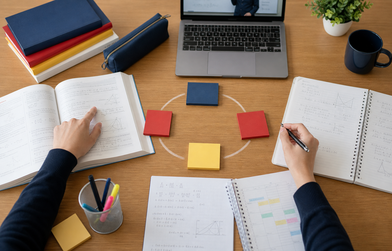 インプットとアウトプットの学習サイクルを表す学習机